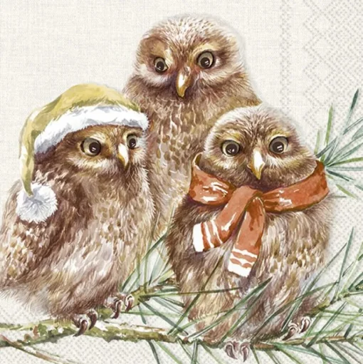 Lunchservet Winter Owls