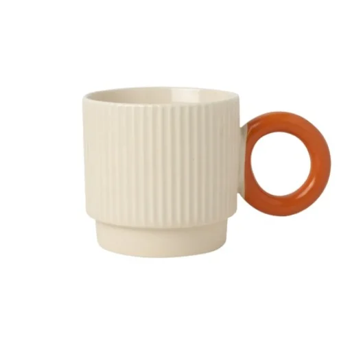Mok beige met oranje oor 'Luka'