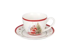 Porseleinen tas en ondertas Happy Santa