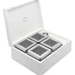 Theedoos wit voor losse thee (4 soorten) met lepel