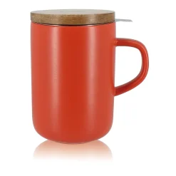 Theemok met zeef en deksel oranje 475ml