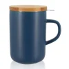 Theemok met zeef en deksel blauw 475 ml
