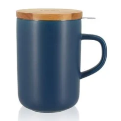 Theemok met zeef en deksel blauw 475 ml
