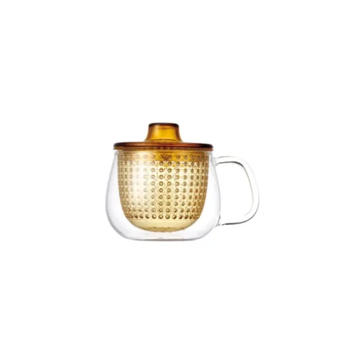 Unimug Yellow  transparante glazen theetas met filter